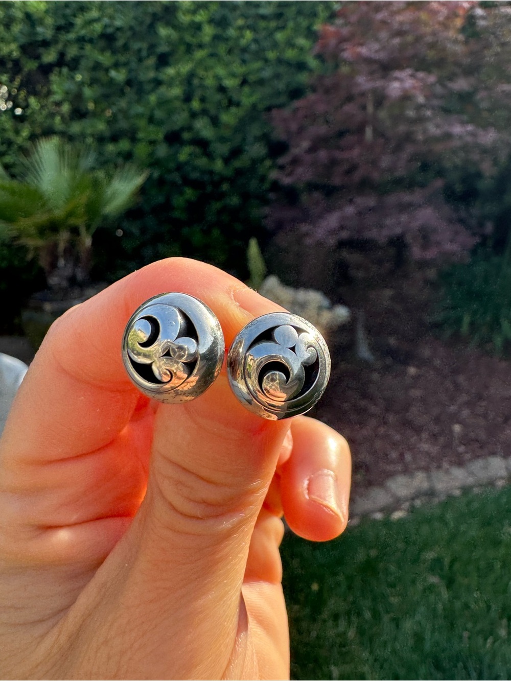 Brighton Silver Floral Scroll Stud Earrings